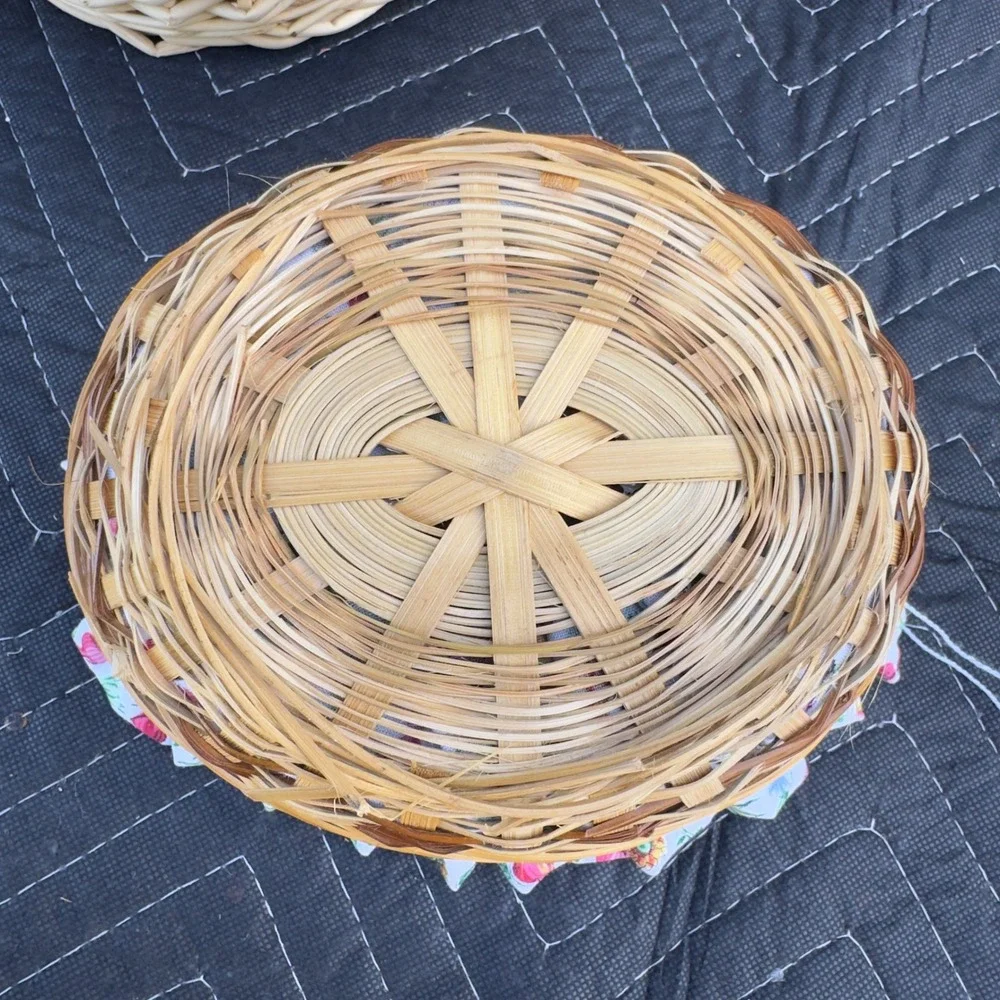 Vintage Farmhouse Cow Wicker Basket Set Country Decor Sunflower Gingham Liner
